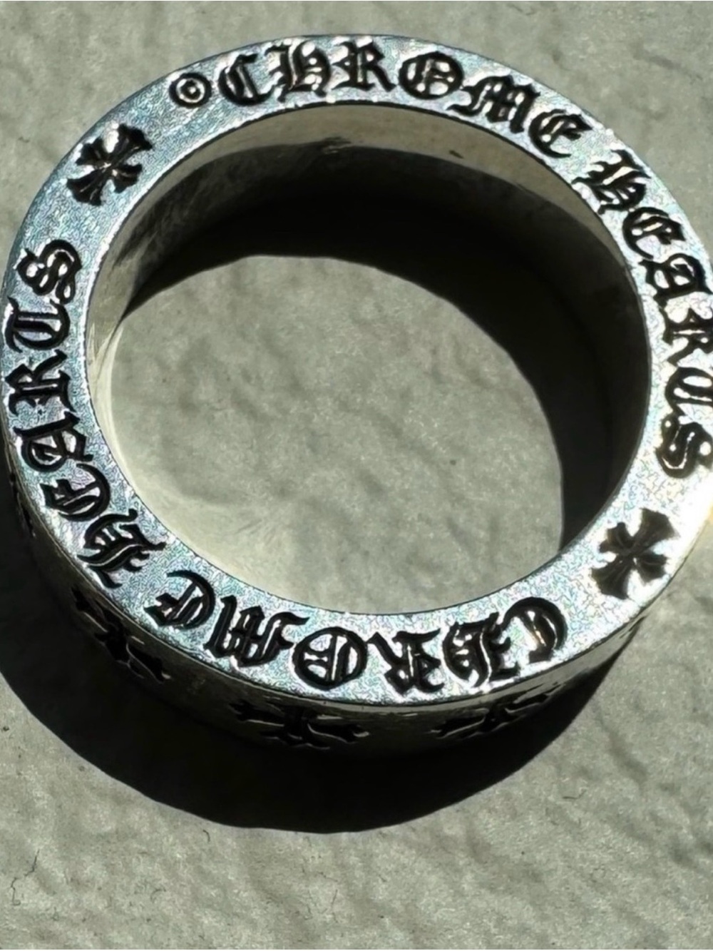 Chrome Hearts Silver Engraved Gothic Logo Band